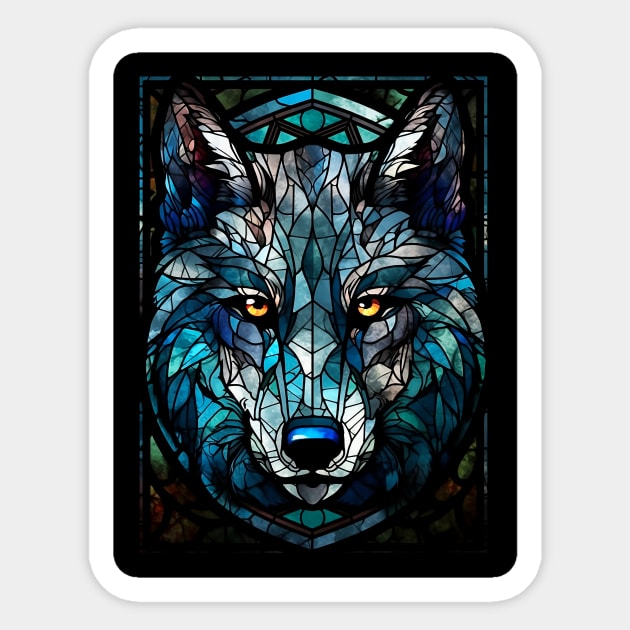 Blue wolf face Sticker by Jeff NZ